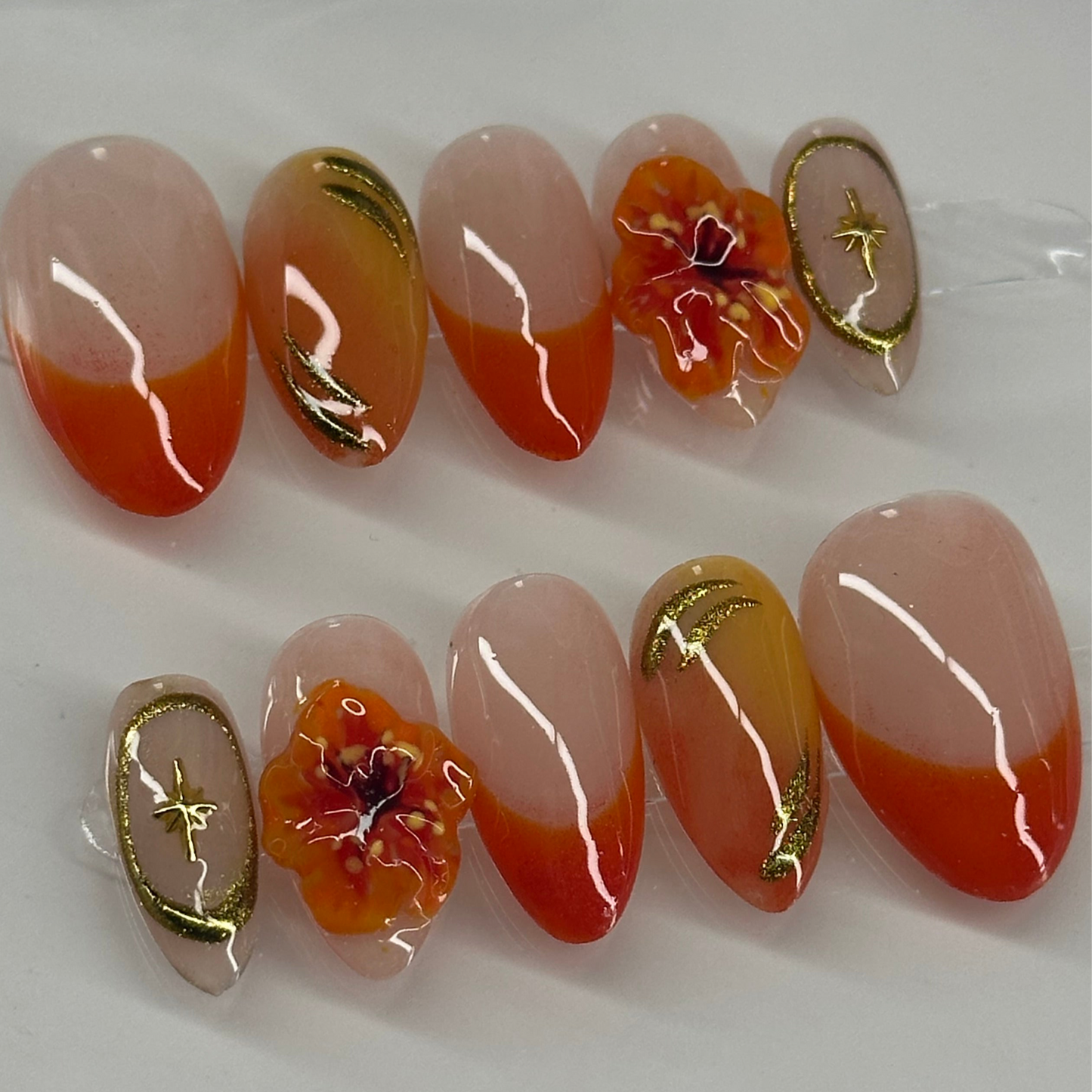 Press-On Nails - Hibiscus