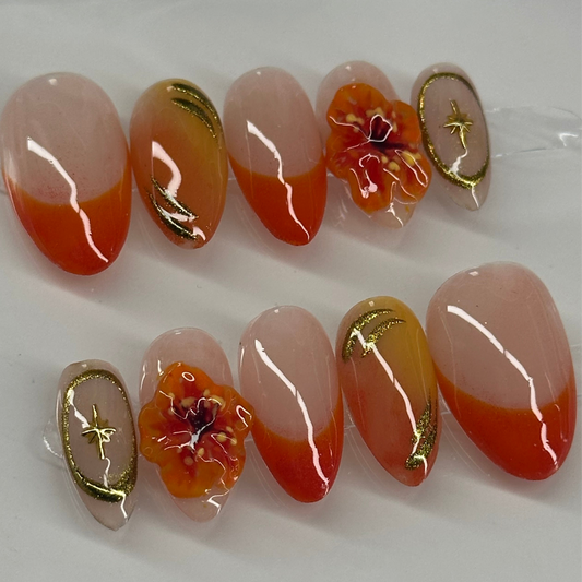 Press-On Nails - Hibiscus